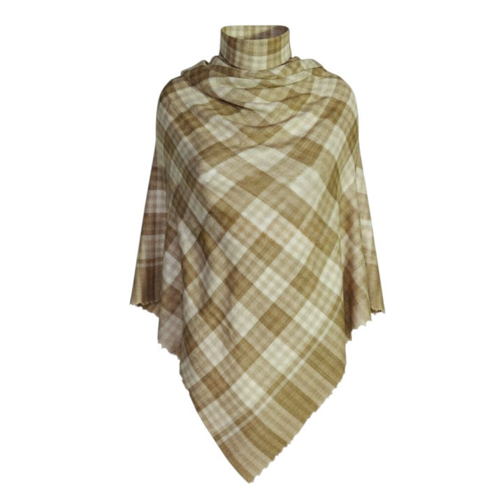 Beige Small Check Tartan Wrap